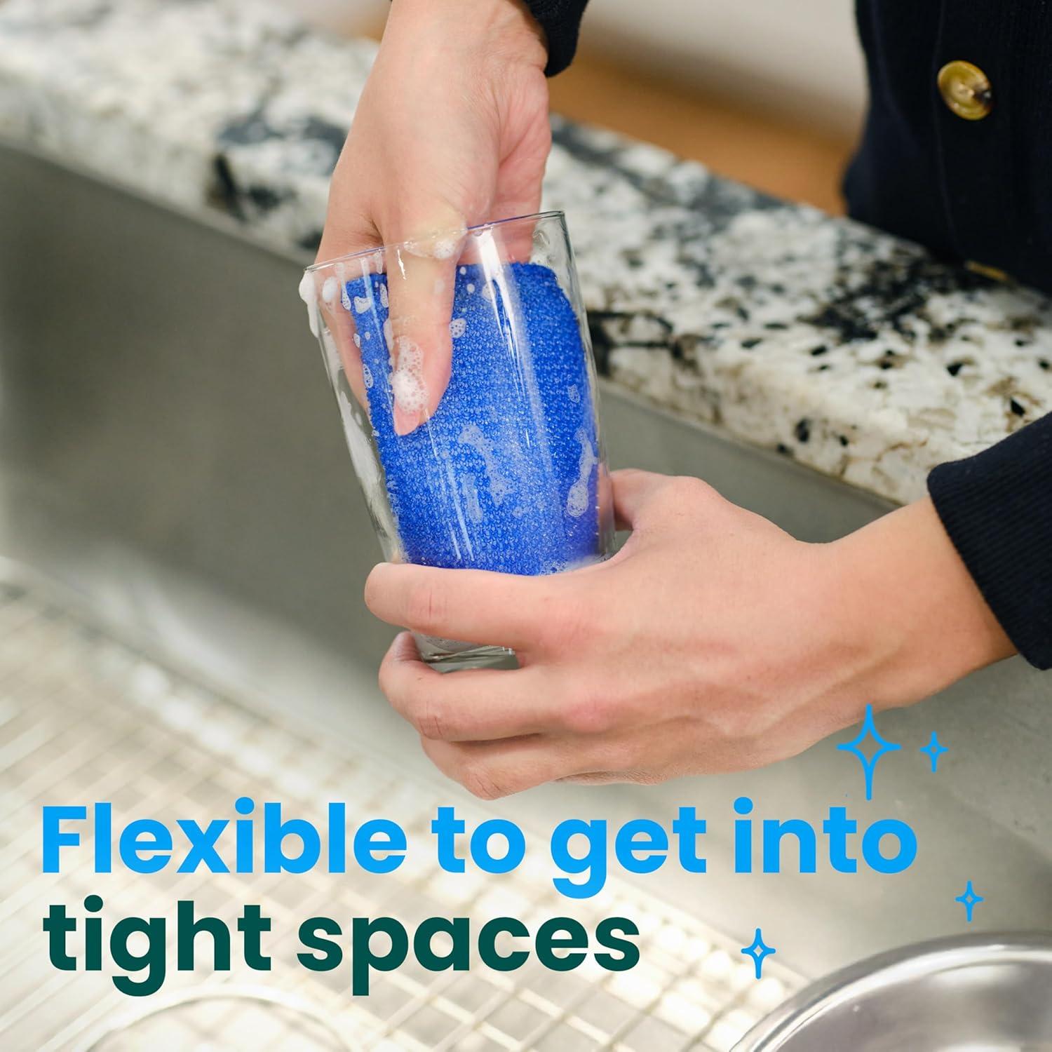 image:imageScotchBrite Blooms Dobie Scrubbing Pad NonScratch Kitchen Sponge for Cleaning Dishes Appliances and Bathrooms Raindrop Blue Dish Sponge that Dries Fast 2 Pack