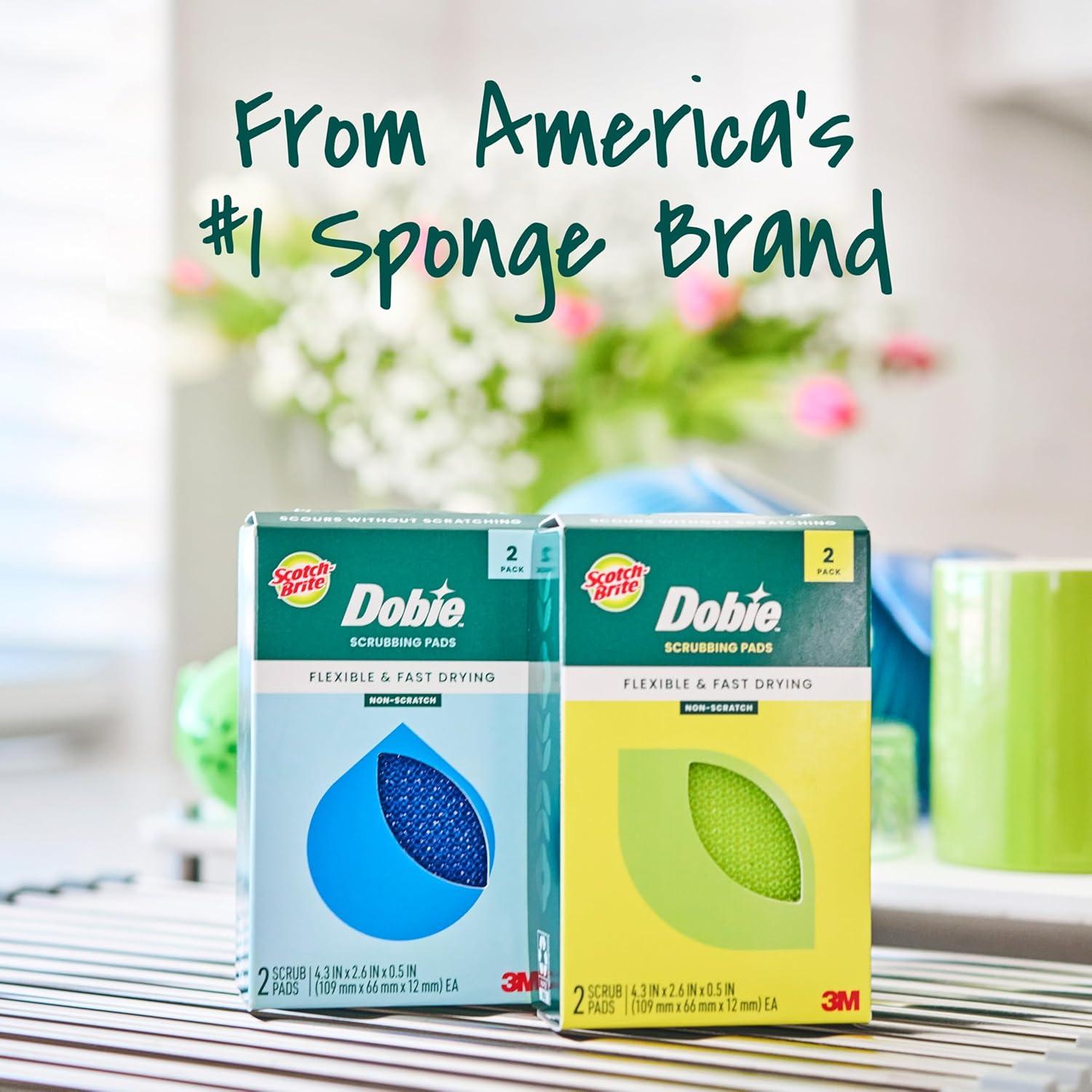 image:imageScotchBrite Blooms Dobie Scrubbing Pad NonScratch Kitchen Sponge for Cleaning Dishes Appliances and Bathrooms Raindrop Blue Dish Sponge that Dries Fast 2 Pack