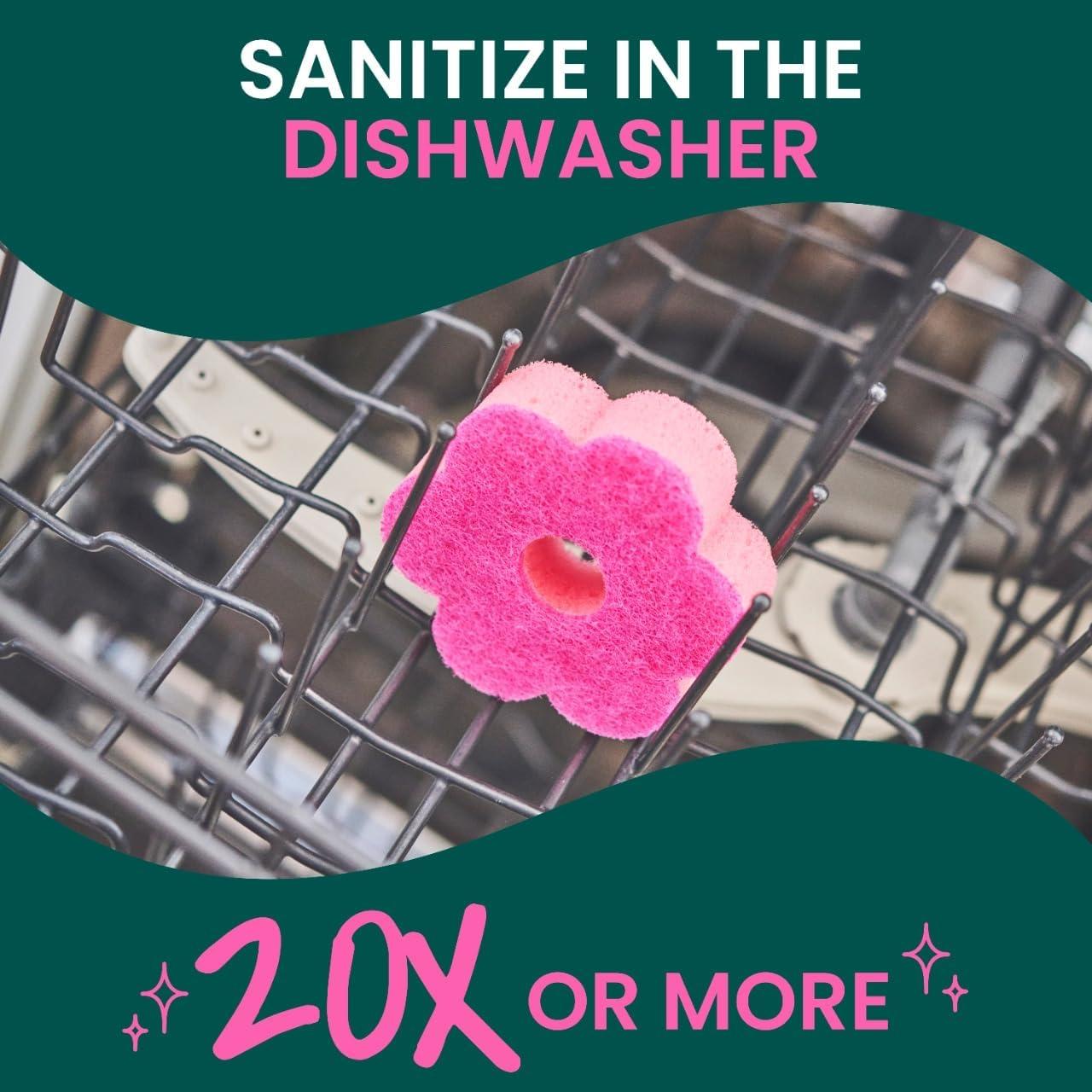 image:imageScotchBrite Brite Blooms Extra Gentle Scrub Sponge DishwasherSafe Kitchen Sponge for Cleaning Delicate Surfaces Pink Spring Flower Dish Sponges Made with 100 Recycled Fibers