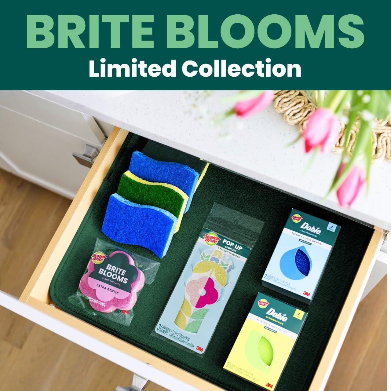 image:imageScotchBrite Brite Blooms Extra Gentle Scrub Sponge DishwasherSafe Kitchen Sponge for Cleaning Delicate Surfaces Pink Spring Flower Dish Sponges Made with 100 Recycled Fibers