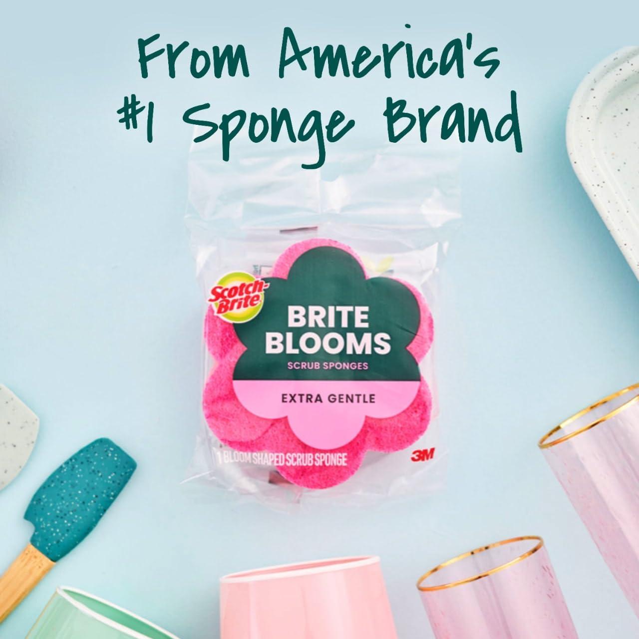 image:imageScotchBrite Brite Blooms Extra Gentle Scrub Sponge DishwasherSafe Kitchen Sponge for Cleaning Delicate Surfaces Pink Spring Flower Dish Sponges Made with 100 Recycled Fibers