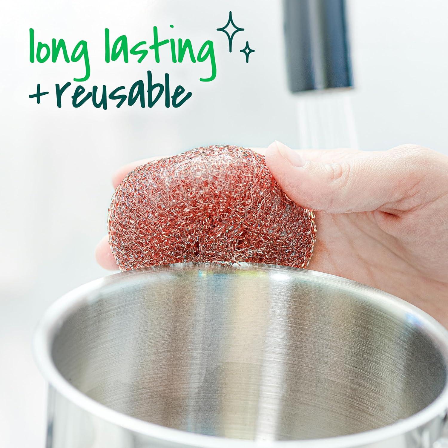 image:imageScotchBrite Copper Coated Scrubbers Scouring Pads for Cleaning Tough BakedOn Messes Metal Scrubbers for Cleaning Dishes 3 Scrub PadsBrown