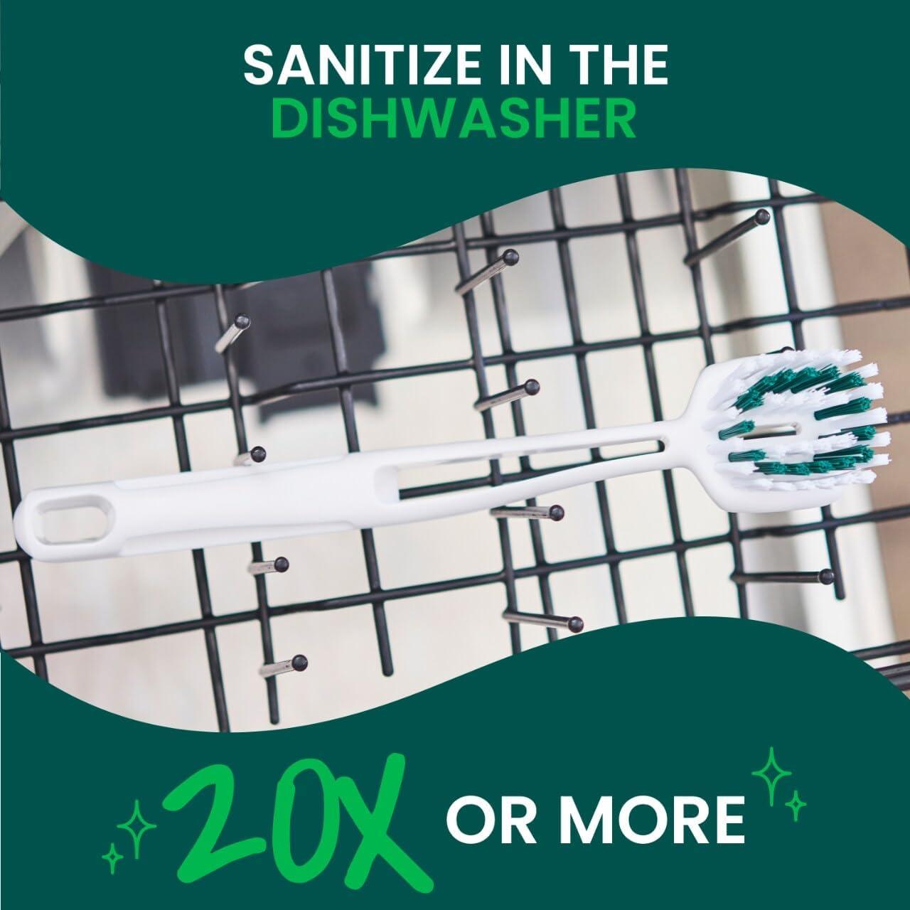 image:imageScotchBrite Pot Pan Brush Durable and Long Lasting Dish Brush with Handle for Scrubbing Stainless Steel Outdoor Furniture and Sinks without Scratching Antimicrobial and Rinses Clean