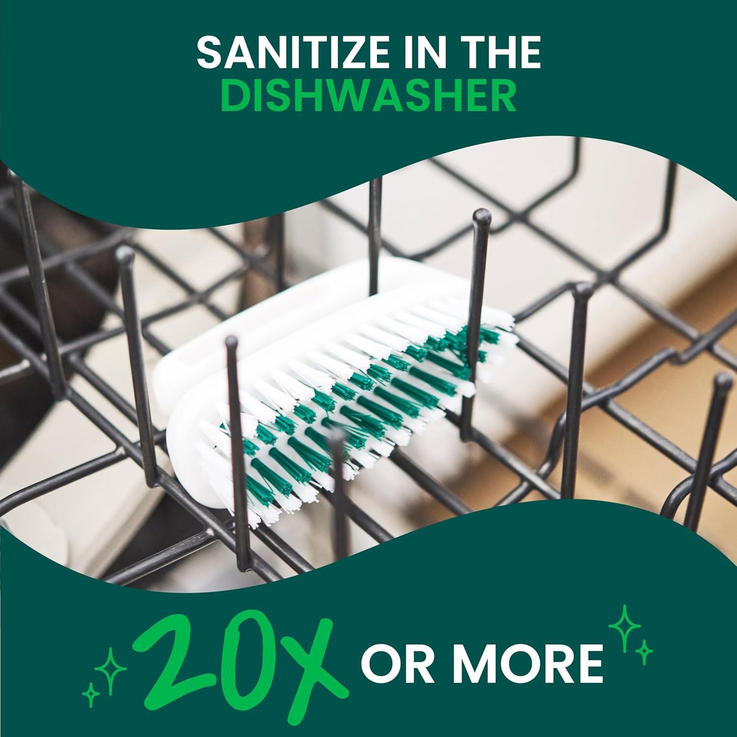 image:imageScotchBrite Small Utility Brush Long Lasting Dish Brush with Handle for Scrubbing Cookware Hands Tile Grout Cutting Boards and Utensils without Scratching Antimicrobial and Rinses CleanHand Nail Brush