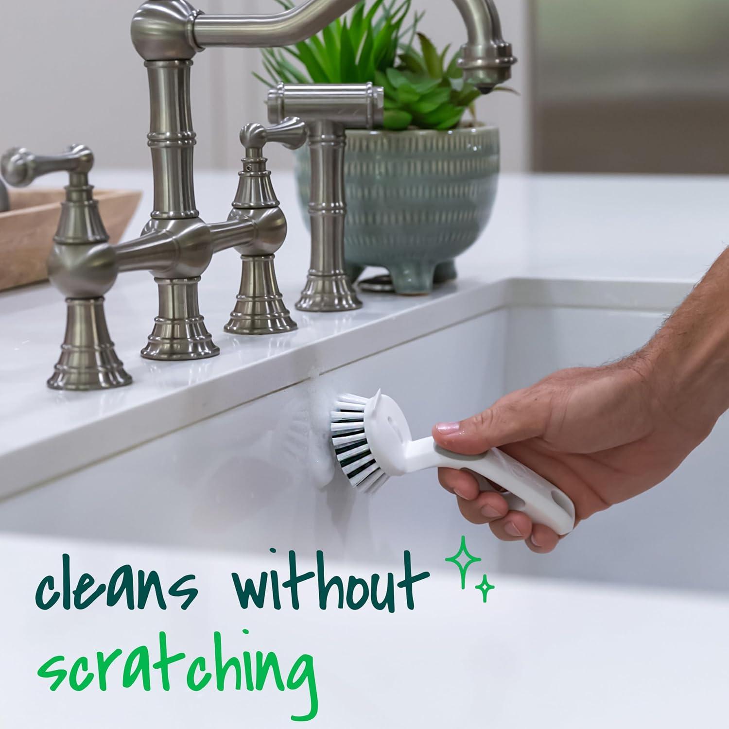 image:imageScotchBrite Small Utility Brush Long Lasting Dish Brush with Handle for Scrubbing Cookware Hands Tile Grout Cutting Boards and Utensils without Scratching Antimicrobial and Rinses CleanLittle Handy Scrubber Brush