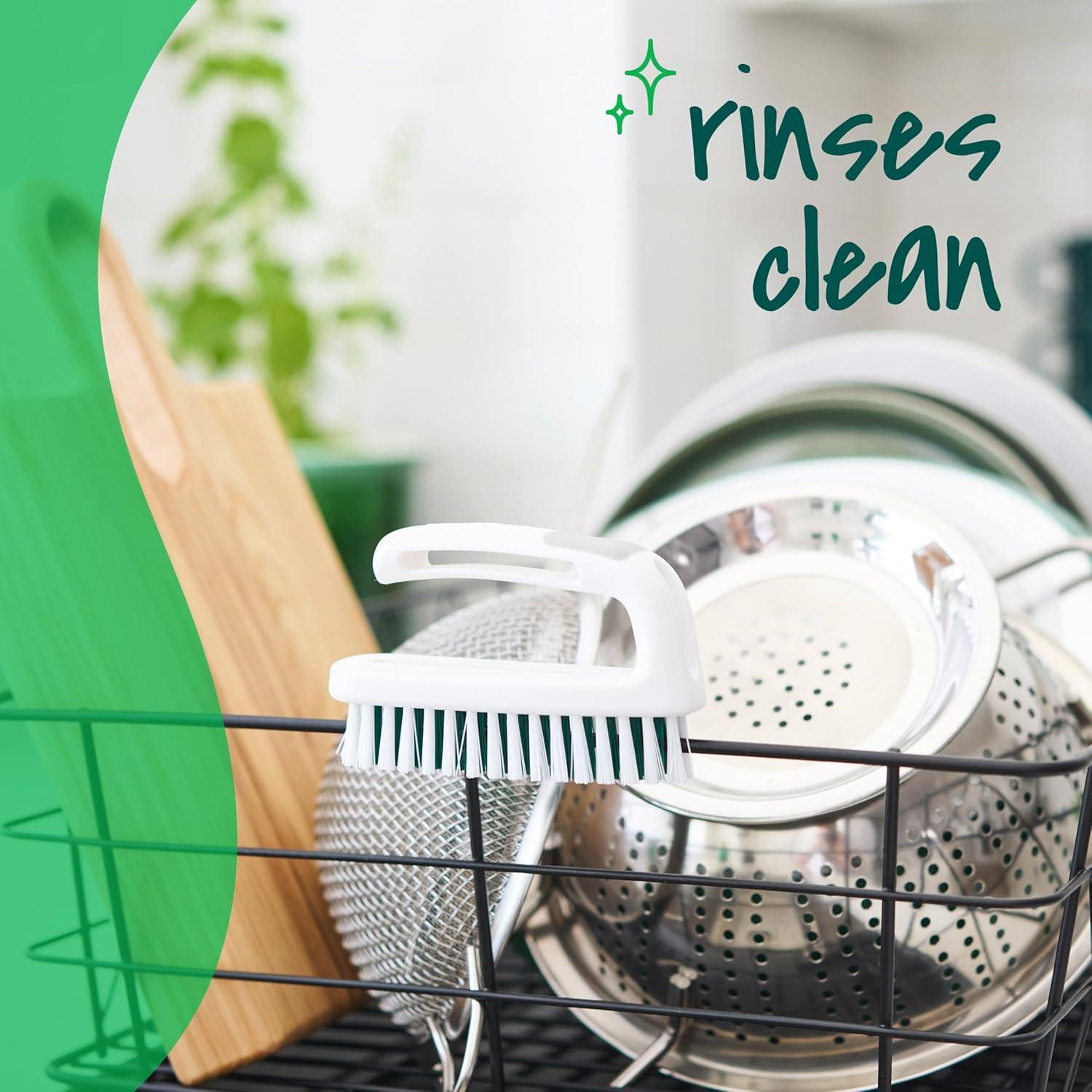 image:imageScotchBrite Small Utility Brush Long Lasting Dish Brush with Handle for Scrubbing Cookware Hands Tile Grout Cutting Boards and Utensils without Scratching Antimicrobial and Rinses CleanHand Nail Brush