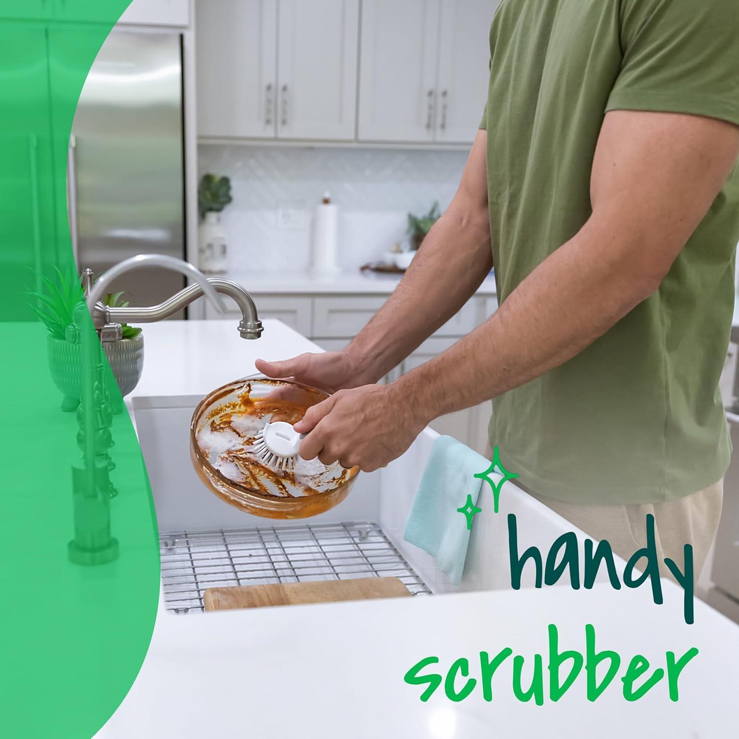 image:imageScotchBrite Small Utility Brush Long Lasting Dish Brush with Handle for Scrubbing Cookware Hands Tile Grout Cutting Boards and Utensils without Scratching Antimicrobial and Rinses CleanLittle Handy Scrubber Brush