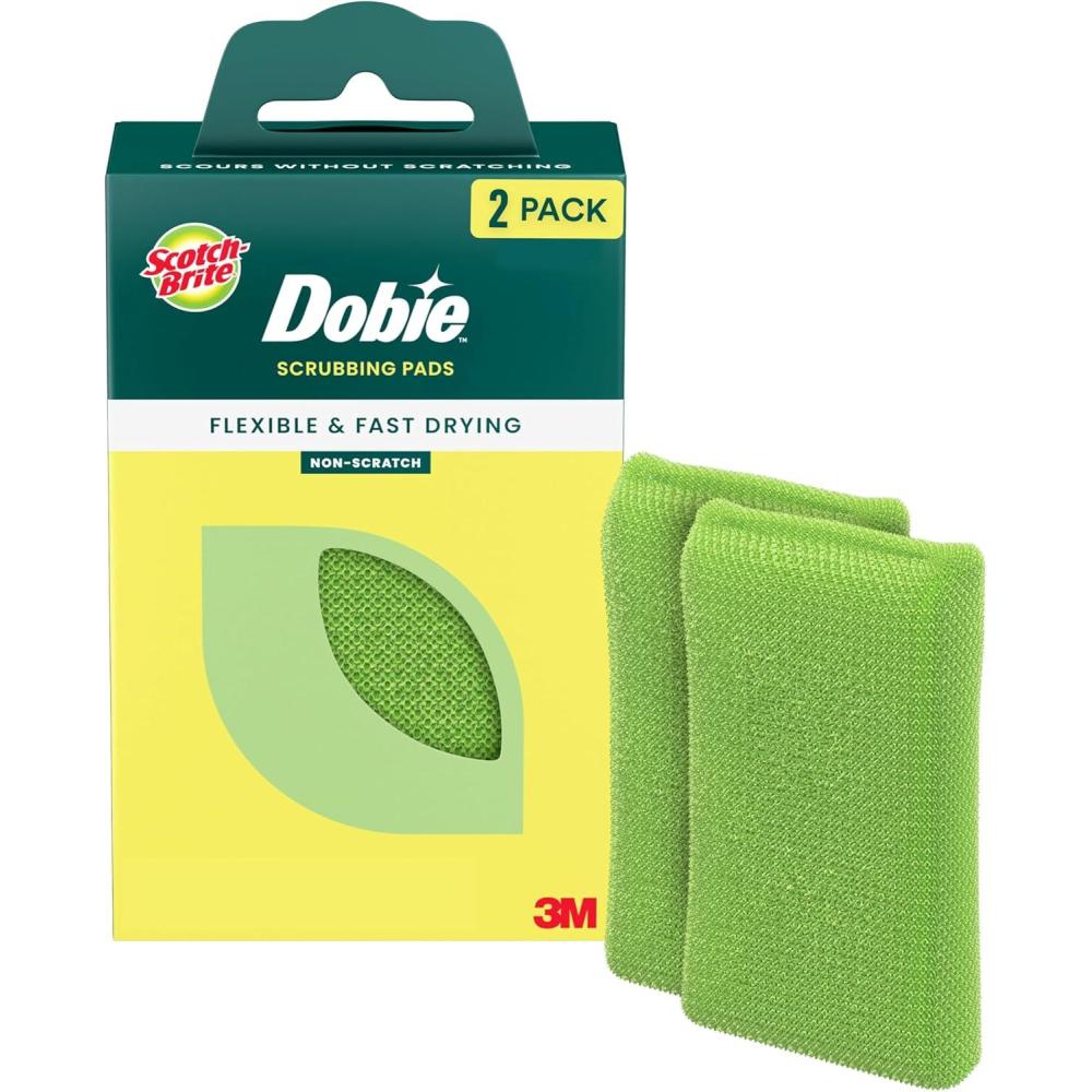 image:imageScotchBrite Blooms Dobie Scrubbing Pad NonScratch Kitchen Sponge for Cleaning Dishes Appliances and Bathrooms Leaf Green Dish Sponge that Dries Fast 2 Pack