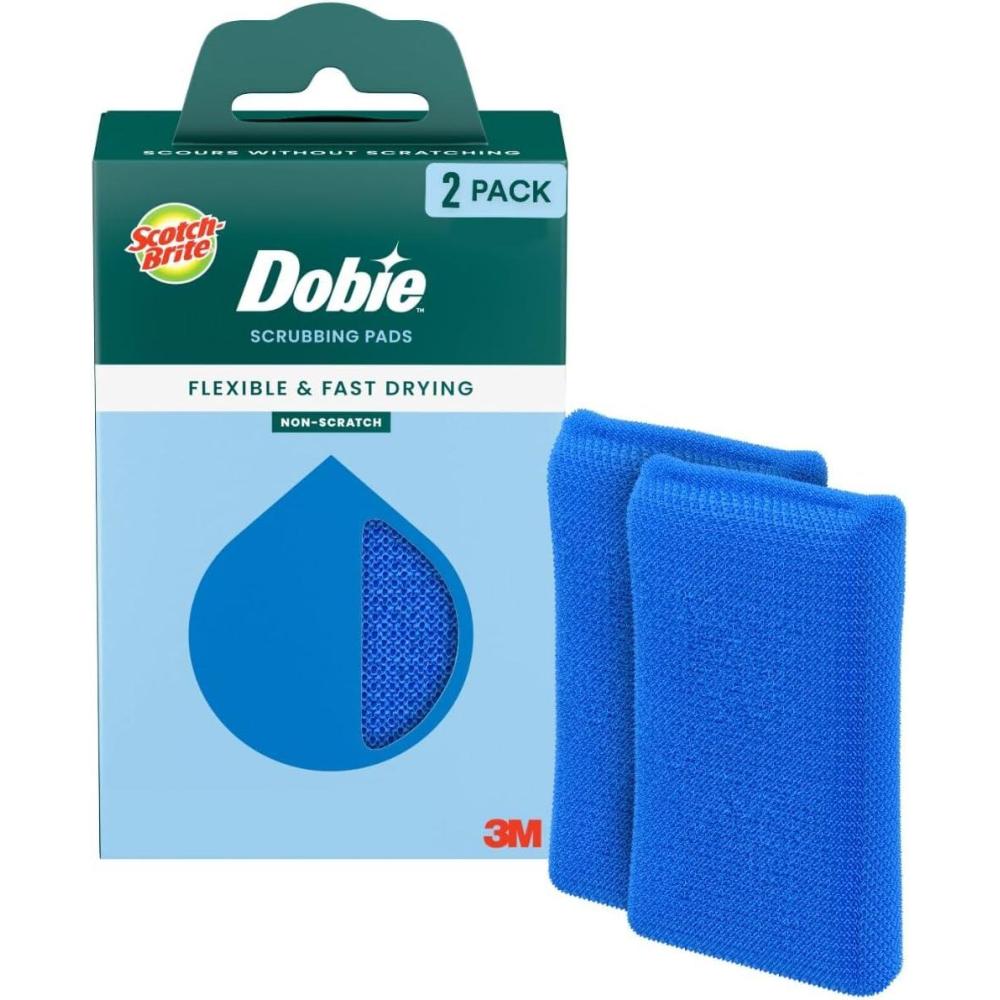 image:imageScotchBrite Blooms Dobie Scrubbing Pad NonScratch Kitchen Sponge for Cleaning Dishes Appliances and Bathrooms Raindrop Blue Dish Sponge that Dries Fast 2 Pack