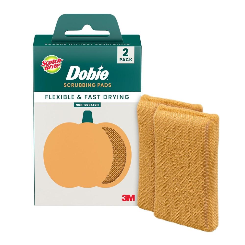 image:imageScotchBrite Harvest Dobie Scrubbing Pads NonScratch Kitchen Sponge for Cleaning Dishes Appliances and Bathrooms Pumpkin Orange Dish Sponge That Dries Fast 2Pack
