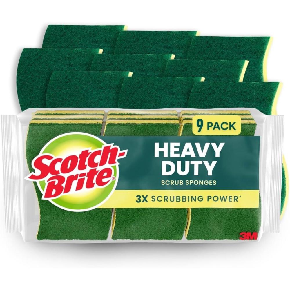 image:imageScotchBrite Heavy Duty Scrub Sponge 9 Kitchen Sponges Designed for Tough Messes in the Kitchen that Last 3X Longer Best for Cast Iron Skillets and Outdoor Grills Flexible Durable and Strong9 Scrub Sponges