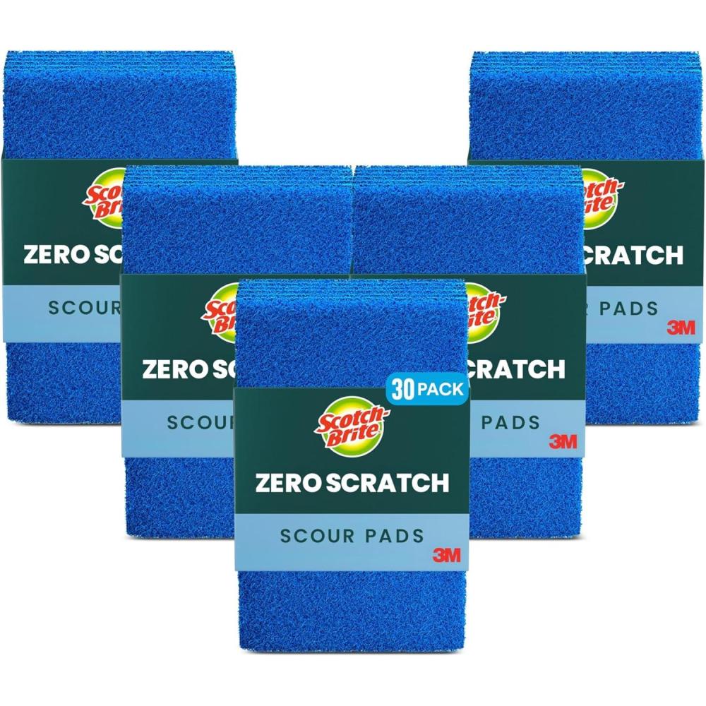 image:imageScotchBrite Zero Scratch Scouring Pad Effective Gentle Dish Scrubber for Household Cleaning 30 Scrub Pads for Dishes Nonstick Pots and Pans Glass Tubs Showers Reusable amp Durable
