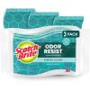 Scotch-Brite Odor Resist Heavy Duty Scrub Sponge, Dishwasher-Safe Kitchen sponges for Serious Scrubbing, Multipurpose Dish Sponge for Stuck-On Messes, 3 Scrubbing Sponges(3 Scrub Sponges (Single Pack))