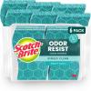 Scotch-Brite Odor Resist Heavy Duty Scrub Sponge, Dishwasher-Safe Kitchen sponges for Serious Scrubbing, Multipurpose Dish Sponge for Stuck-On Messes, 6 Scrubbing Sponges(6 Scrub Sponges)