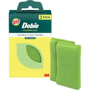 Scotch-Brite Blooms Dobie Scrubbing Pad, Non-Scratch Kitchen Sponge for Cleaning Dishes, Appliances, and Bathrooms, Leaf Green Dish Sponge that Dries Fast, 2 Pack