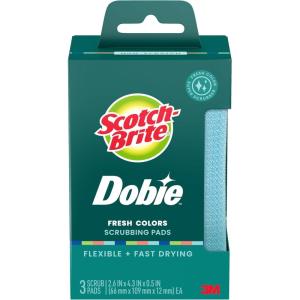 Scotch-Brite Dobie Colors Pads, Dobie Sponge for All Purpose Cleaning of Kitchen, Bathroom, and Household, Non Scratch Pads Safe for Non-Stick Cookware, 24 Count(Multi-Color)