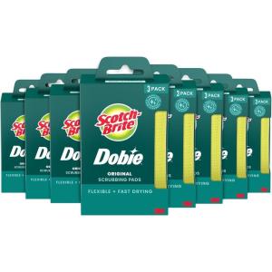 Scotch-Brite Dobie Colors Pads, Dobie Sponge for All Purpose Cleaning of Kitchen, Bathroom, and Household, Non Scratch Pads Safe for Non-Stick Cookware, 24 Count(Original)