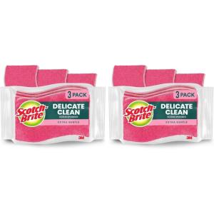 Scotch-Brite Gentle Clean Delicate Scrub Sponges, For Washing Dishes and Cleaning Kitchen, 3 Scrub Sponges(3 Scrub Sponges (Pack of 2))