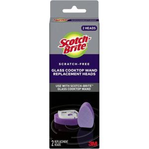 Scotch-Brite Glass Cooktop Wand Replacement Heads, Cleans With Just Water, Tackle Burnt-On Messes, 2 Replacement Heads