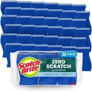 Scotch-Brite Non-Scratch Scrub Sponges, For Washing Dishes and Cleaning Kitchen, 9 Scrub Sponges(36 Scrub Sponges)