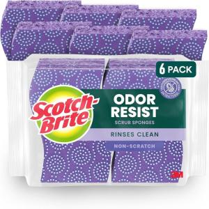 Scotch-Brite Scrub Dots Non-Scratch Scrub Sponge, Rinses Clean, For Washing Dishes and Cleaning Kitchen, 9 Packs of 4 Sponges (36 Total)(6 Scrub Sponges)