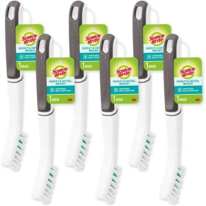 Scotch-Brite Tile & Grout Brush, Strong Bristles to Scrub Away Grime, 6 Count