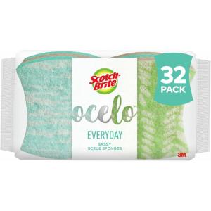 Scotch-Brite ocelo Non-Scratch Scrub Sponges, Assorted Designs, 32 Sponges, 4 Count (Pack of 8)(Multicolor)