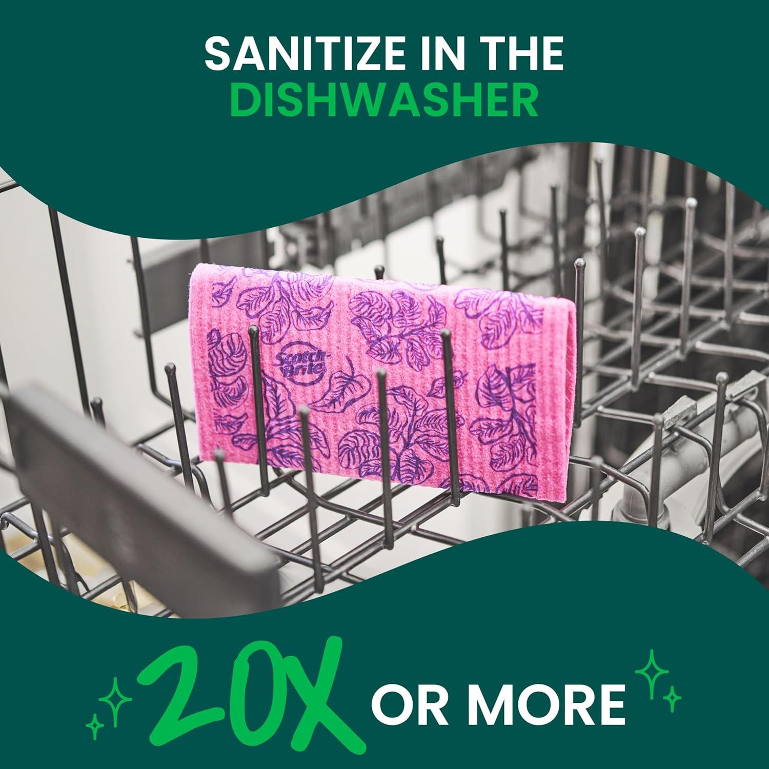image:imageScotchBrite Sponge Cloths Reusable Absorbent and Decorative Cleaning Towel DishwasherSafe Wipes Ideal for Nonstick Cookware Tile Countertops Mirrors and Faucets 2 Dish Towels