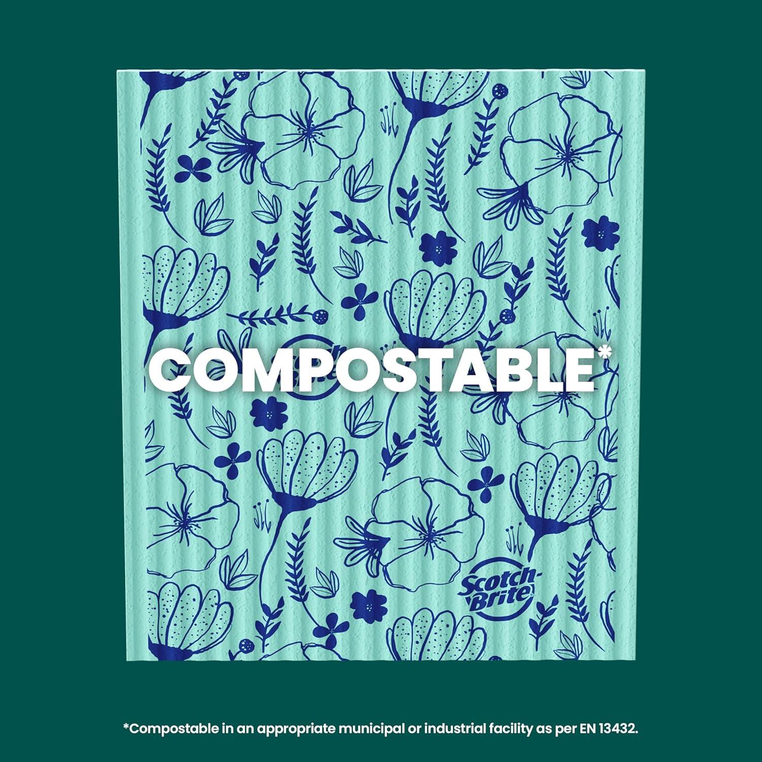 image:imageScotchBrite Sponge Cloths Reusable Absorbent and Decorative Cleaning Towel DishwasherSafe Wipes Ideal for Nonstick Cookware Tile Countertops Mirrors and Faucets 2 Dish Towels