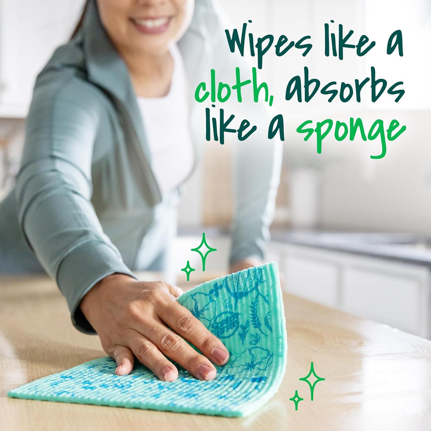 image:imageScotchBrite Sponge Cloths Reusable Absorbent and Decorative Cleaning Towel DishwasherSafe Wipes Ideal for Nonstick Cookware Tile Countertops Mirrors and Faucets 2 Dish Towels
