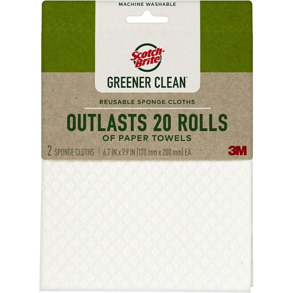 image:imageScotchBrite Greener Clean Sponge Cloth Dish Cloths for Washing Dishes Cleaning Kitchen and More Superior Performance Made from Sustainable Materials PlantBased Kitchen Cleaning Cloths 2 Cloths