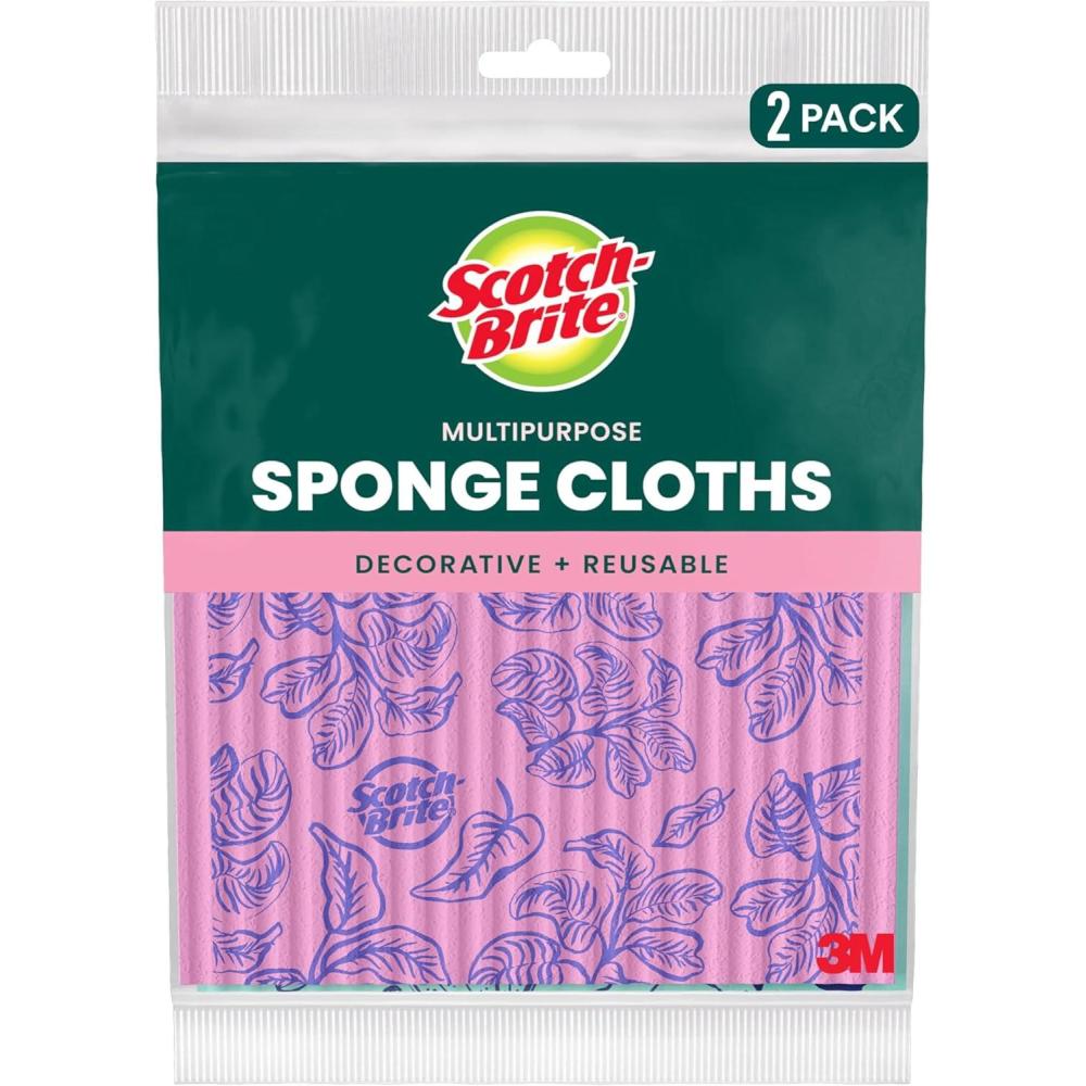 image:imageScotchBrite Sponge Cloths Reusable Absorbent and Decorative Cleaning Towel DishwasherSafe Wipes Ideal for Nonstick Cookware Tile Countertops Mirrors and Faucets 2 Dish Towels