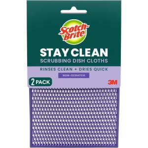 Scotch-Brite® Stay Clean Scrubbing Dish Cloths, Reusable and Long-Lasting Mesh Dish Rags That Dry Fast to Resist Odors, Scratch-Free Scrubber Wipes That are Safe on All Surfaces, 2 Dish Towels