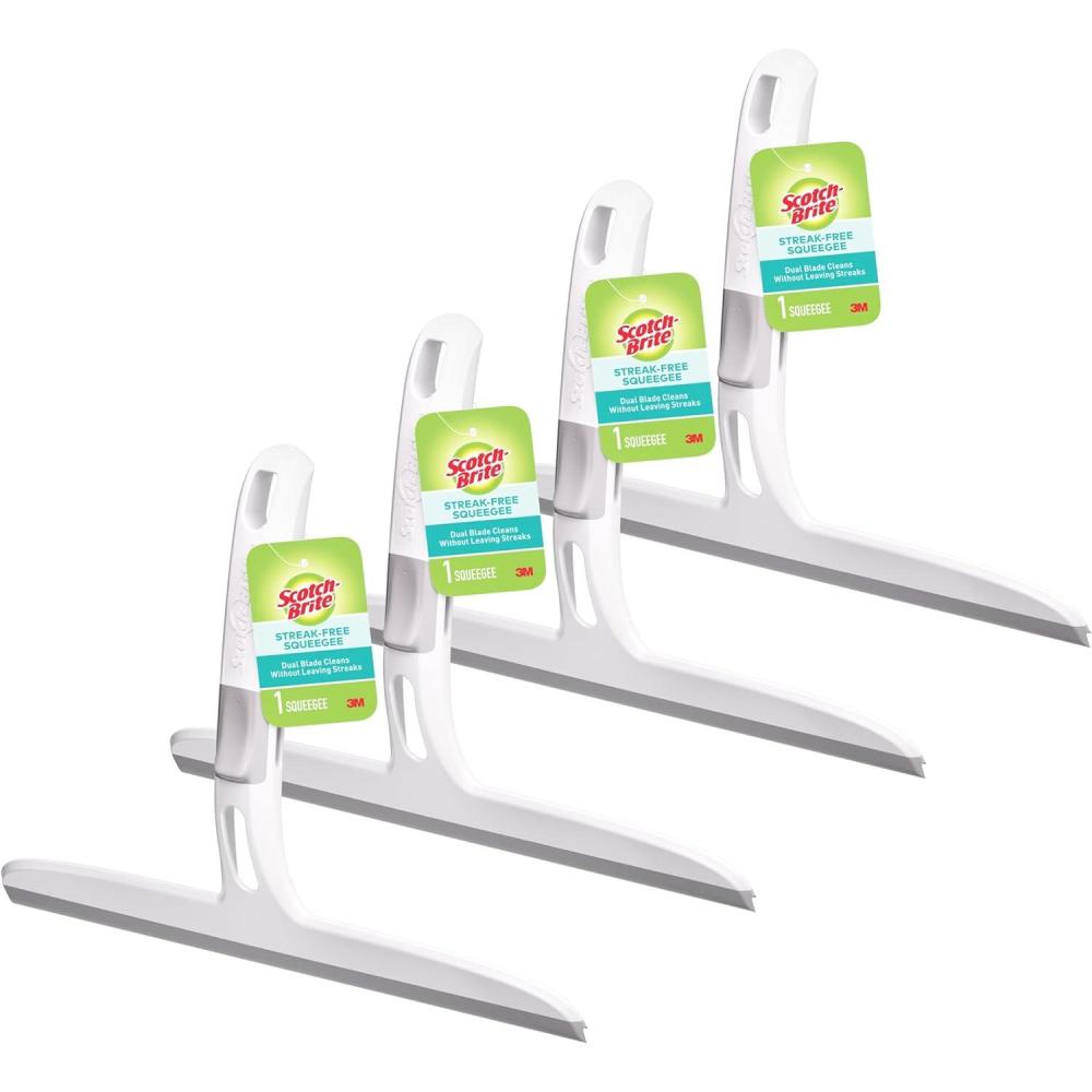 image:imageScotchBrite Dual Blade Squeegee Safe on Mirrors Glass Shower Doors Windows and More 4 Count4 Squeegee Brushes