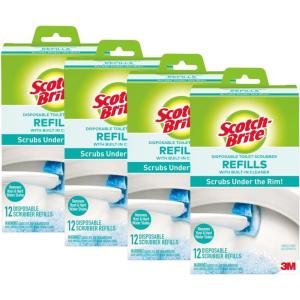 Scotch-Brite Disposable Toilet Scrubber Refills, Removes Rust & Hard Water Stains, 10 Disposable Refills Blue(12 Count (Pack of 4))