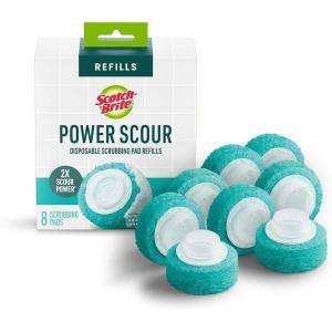 Scotch-Brite Power Scour Disposable Scrubbing Pad Refills, Disposable Toilet Bowl Cleaner Scrub Pad Tablets, 8 Scrubbing Pad Refills(1 Count (Pack of 4))