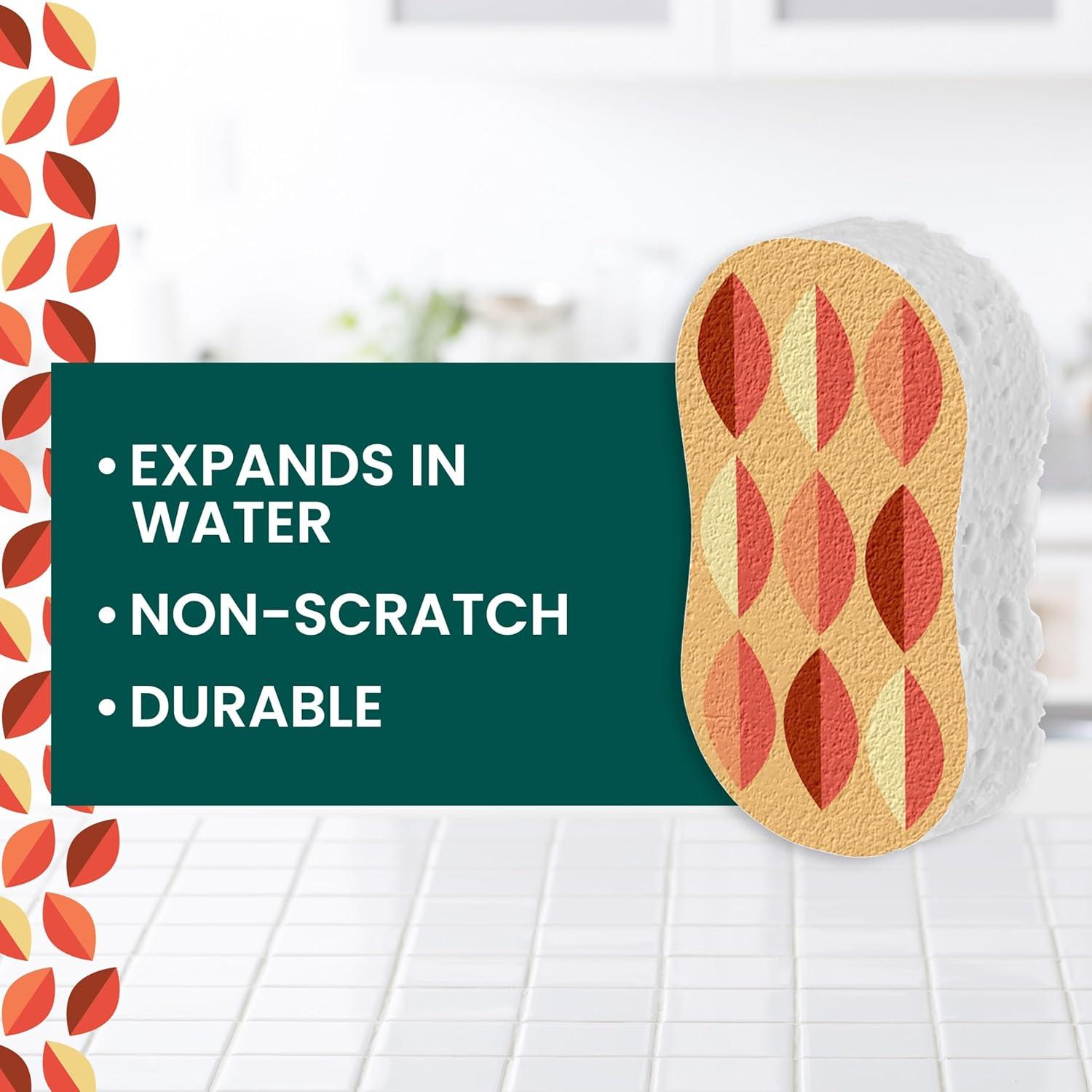 image:imageScotchBrite Brite Harvest Collection 1 Extra Gentle Leafy Clean Kitchen Sponge 3 Pop Up Dish Sponges That Expand with Water and 4 Dobie NonScratch Sponges