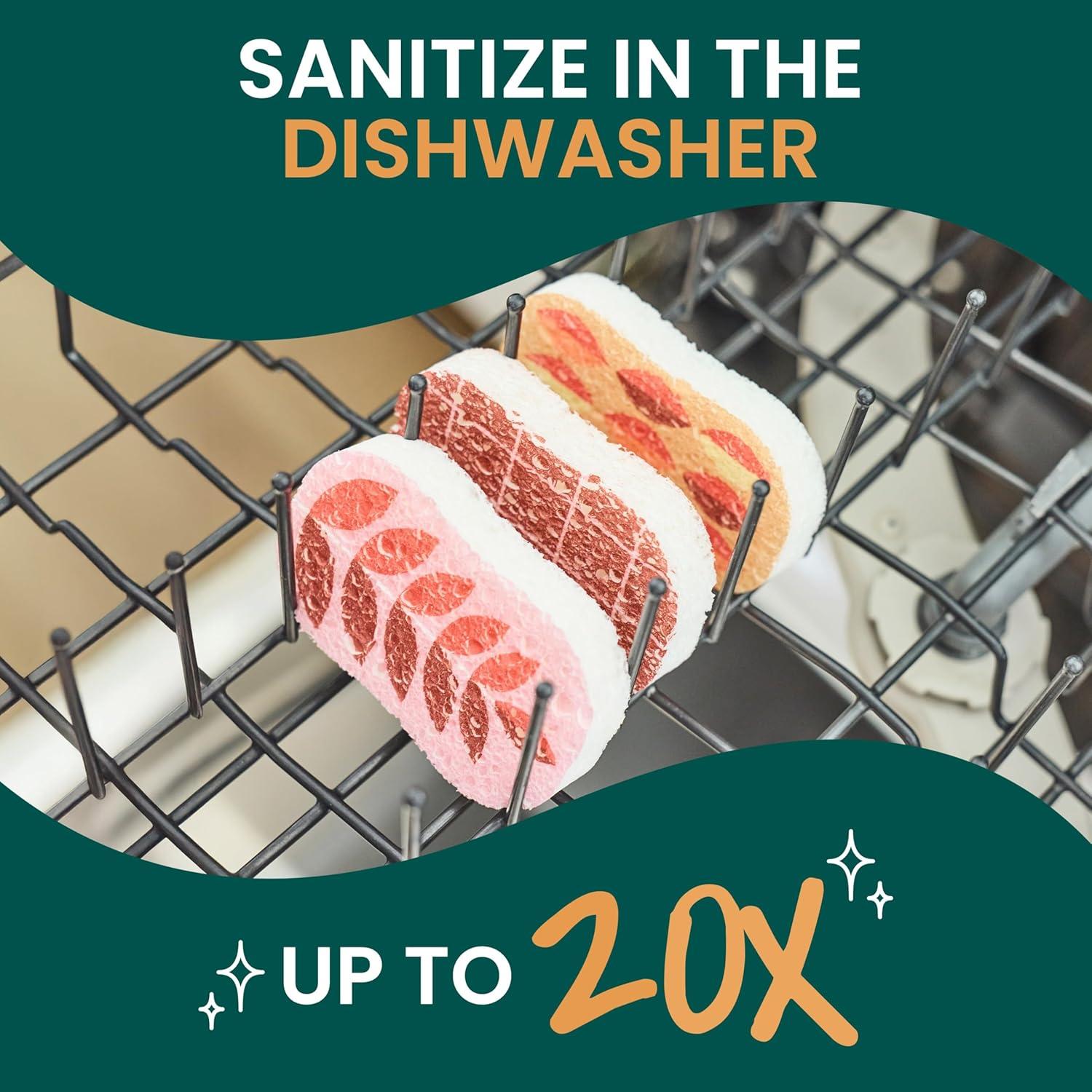 image:imageScotchBrite Harvest Pop Up Kitchen Sponges Unique Compressed Kitchen Sponge for Cleaning Gently Autumn Pattern Dish Sponge That Expands in Water 3 Scrubbing Sponges