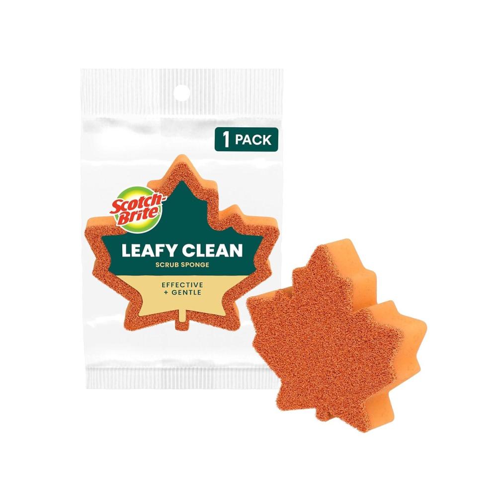 image:imageScotchBrite Leafy Clean Scrub Sponge TwoSided Kitchen Sponges for Cleaning Effectively Leaf Shaped Dish Sponges with 100 Recycled Scrubbing Fibers 1 Scrubbing Sponge