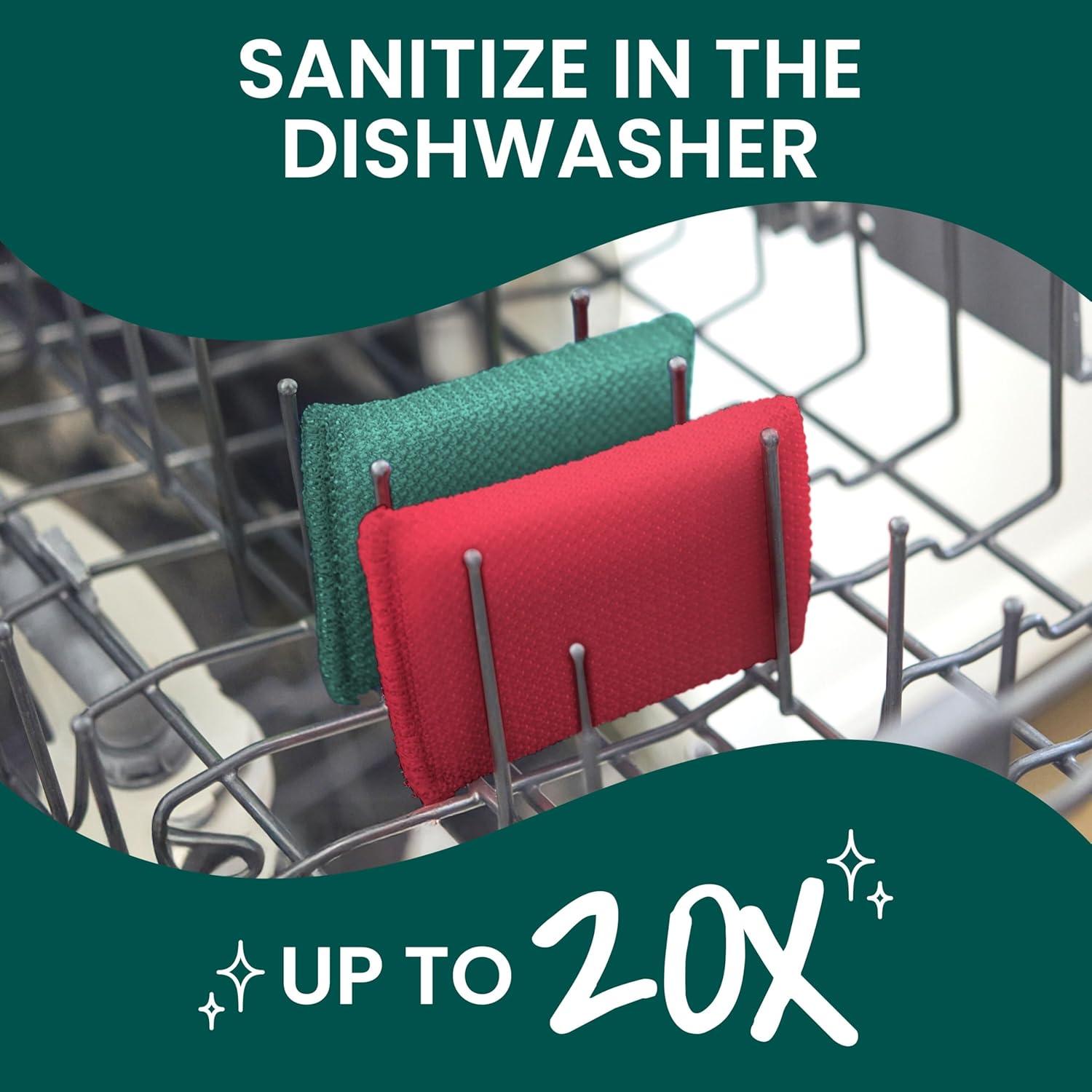 image:imageScotchBrite Dobie Pads Dobie Sponge for All Purpose Cleaning of Kitchen Bathroom and Household Non Scratch Dobie Cleaning Pads Safe for NonStick Cookware 2 Holiday Red Dobie Pads