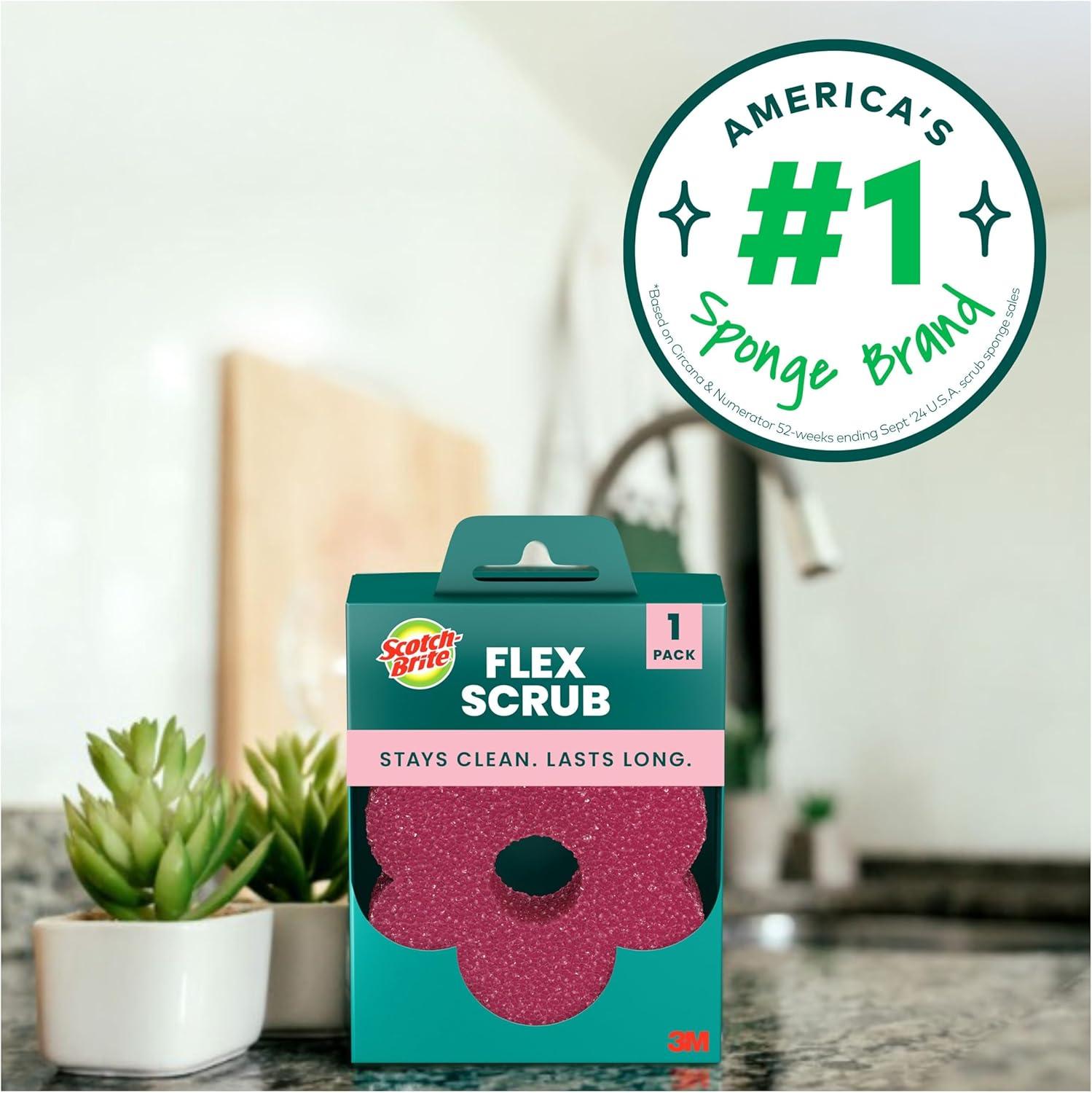 image:imageScotchBrite Flex Scrub Pink NonScratch Dish Sponge with Flexible Shape Non Scratch1 Kitchen Sponge