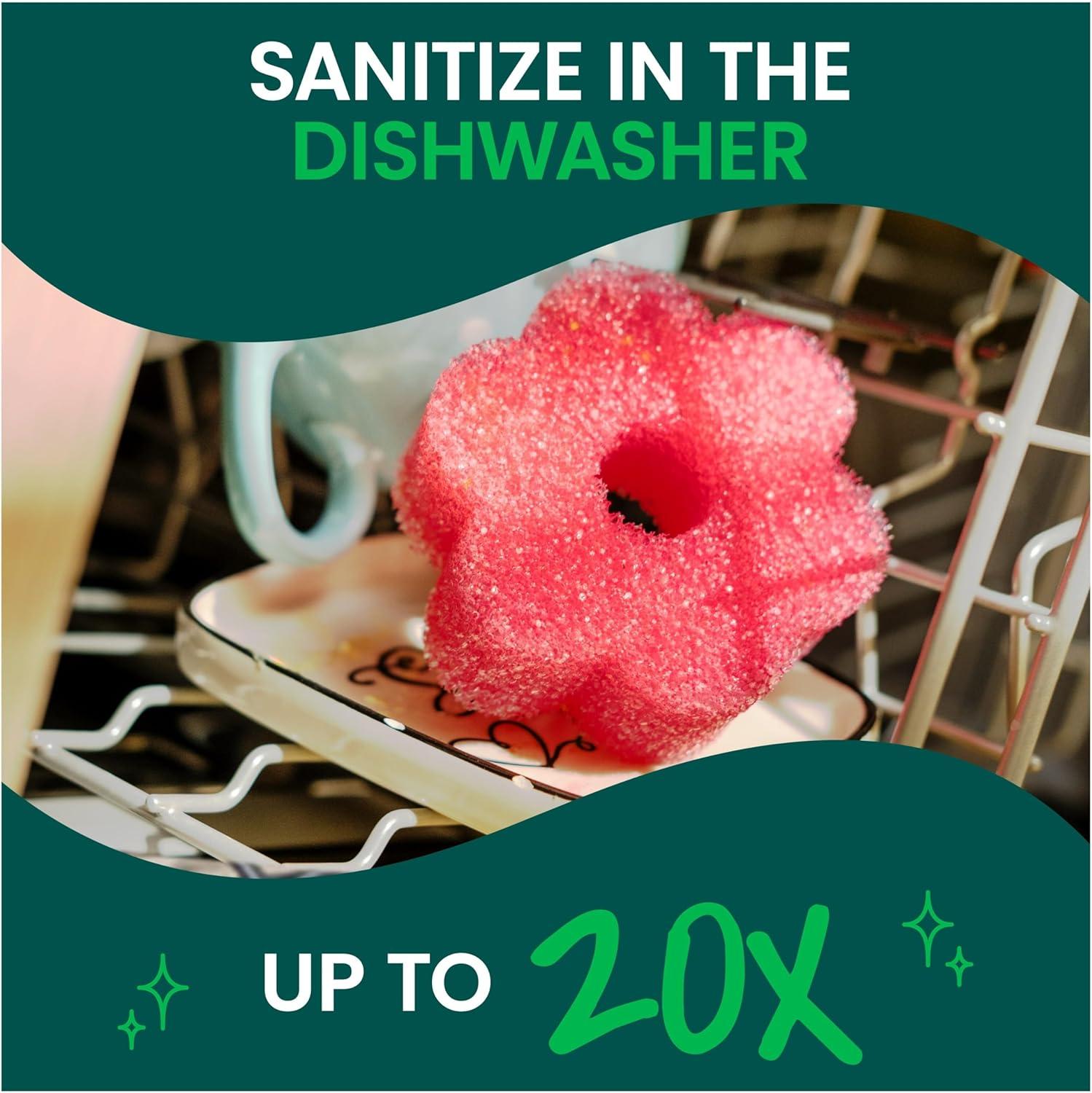 image:imageScotchBrite Flex Scrub Pink NonScratch Dish Sponge with Flexible Shape Non Scratch1 Kitchen Sponge