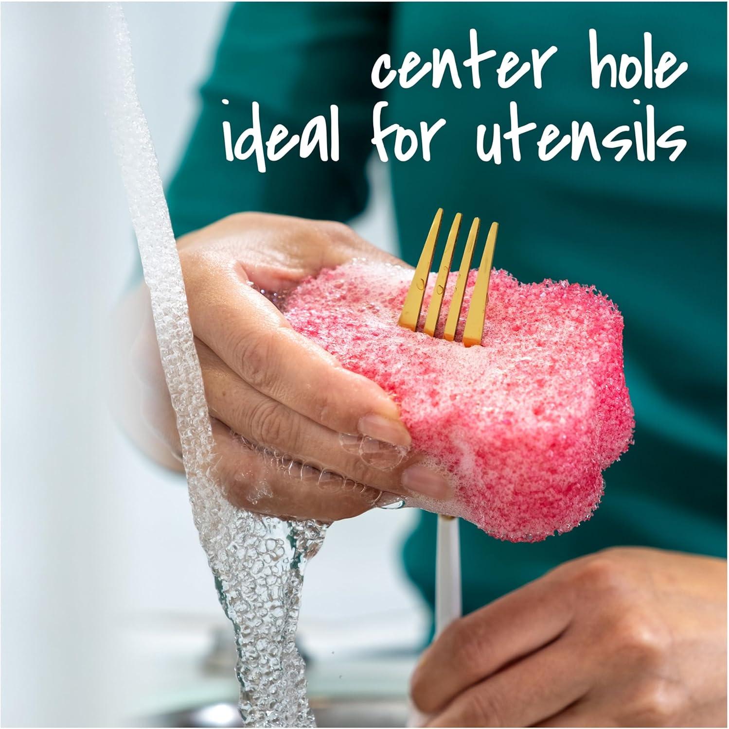 image:imageScotchBrite Flex Scrub Pink NonScratch Dish Sponge with Flexible Shape Non Scratch1 Kitchen Sponge