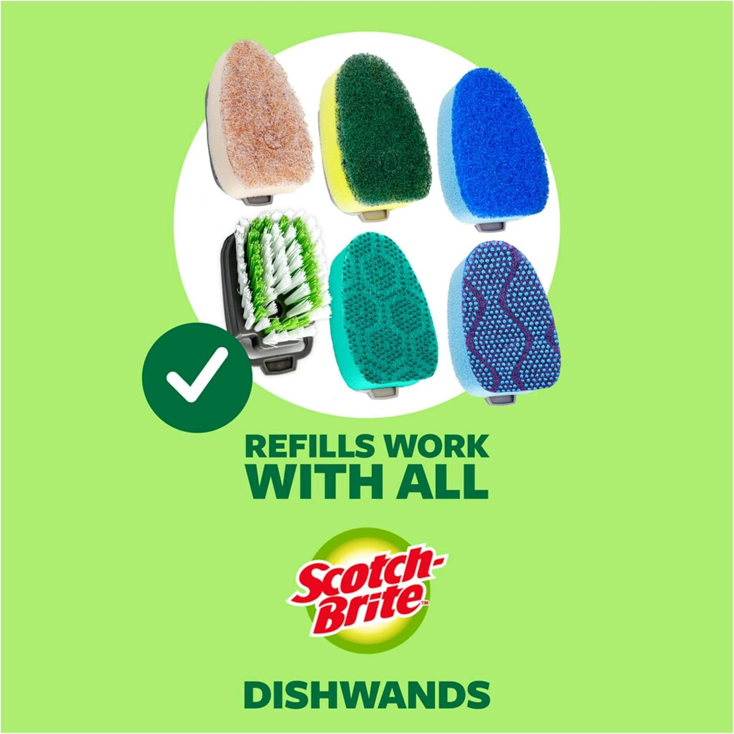 image:imageScotchBrite NonScratch Dishwand Kit 1 Dish Wand amp 7 Sponge Refills Keep Hands Out of the Mess Removes Stuckon Food Best for Nonstick Pots and Pans Glass amp Tubs Fits all Scotch Brite Refills1 Count Pack of 1