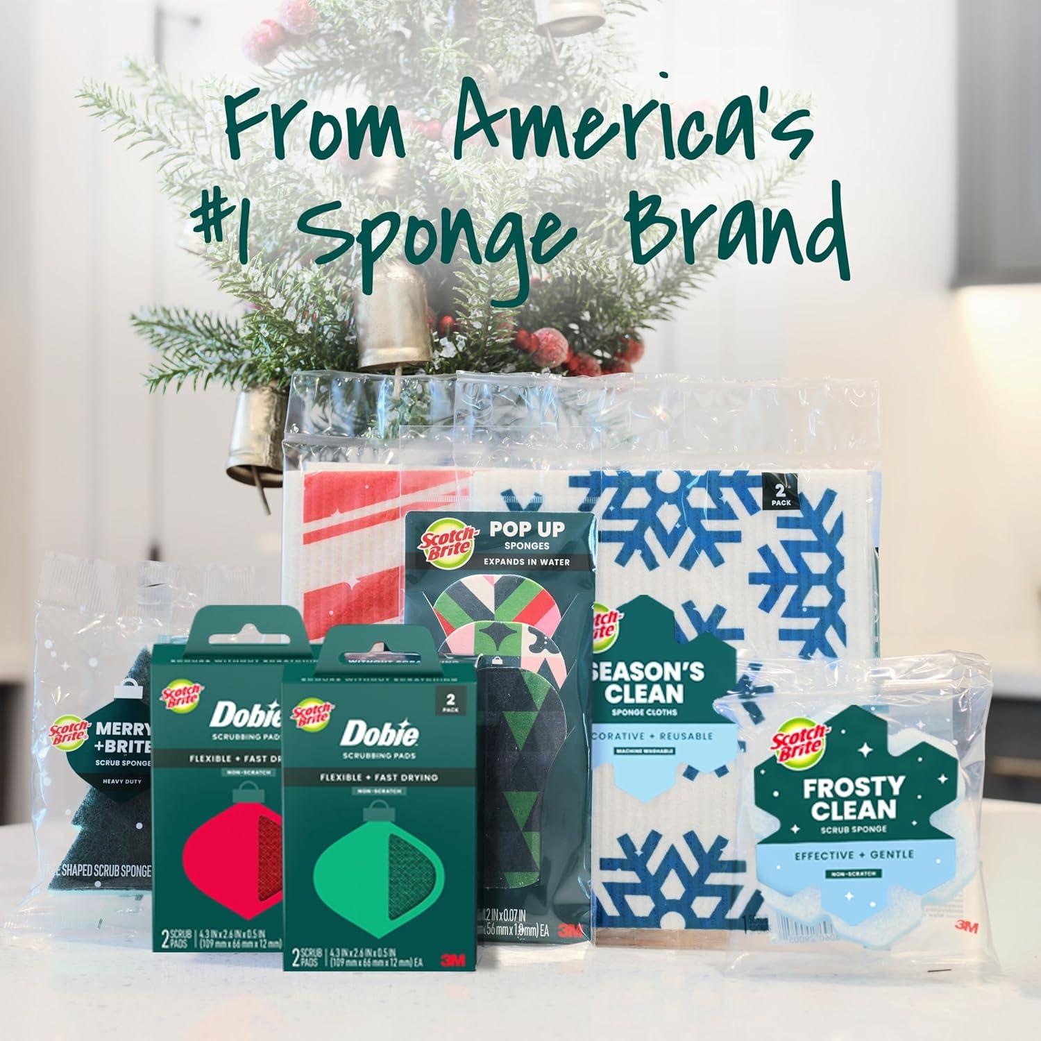 image:imageScotchBrite Seasons Clean Sponge Cloths Reusable Dish Towel That Absorbs Like a Sponge Holiday Patterned Wipes for Nonstick Cookware Tile Countertops Mirrors and Faucets 2 Dish Towels