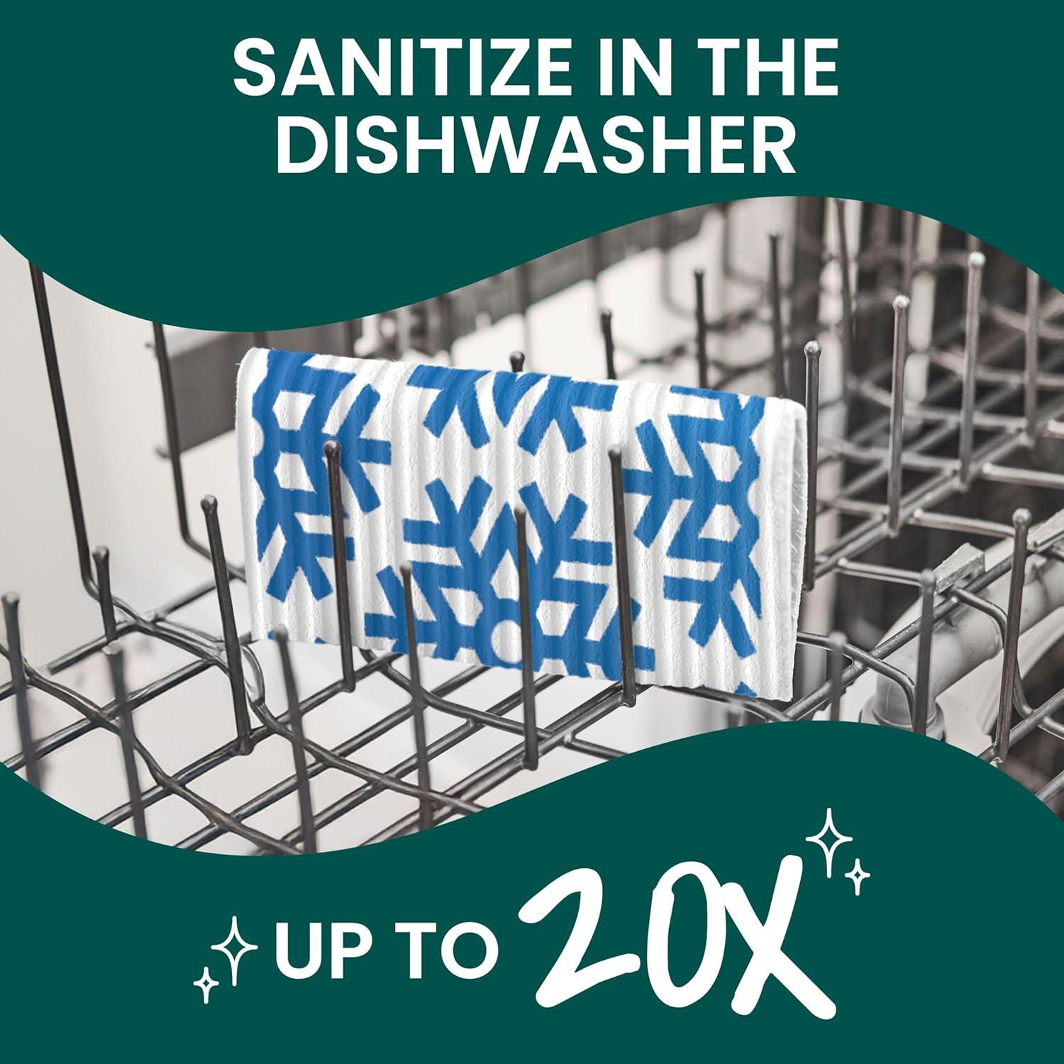 image:imageScotchBrite Seasons Clean Sponge Cloths Reusable Dish Towel That Absorbs Like a Sponge Holiday Patterned Wipes for Nonstick Cookware Tile Countertops Mirrors and Faucets 2 Dish Towels