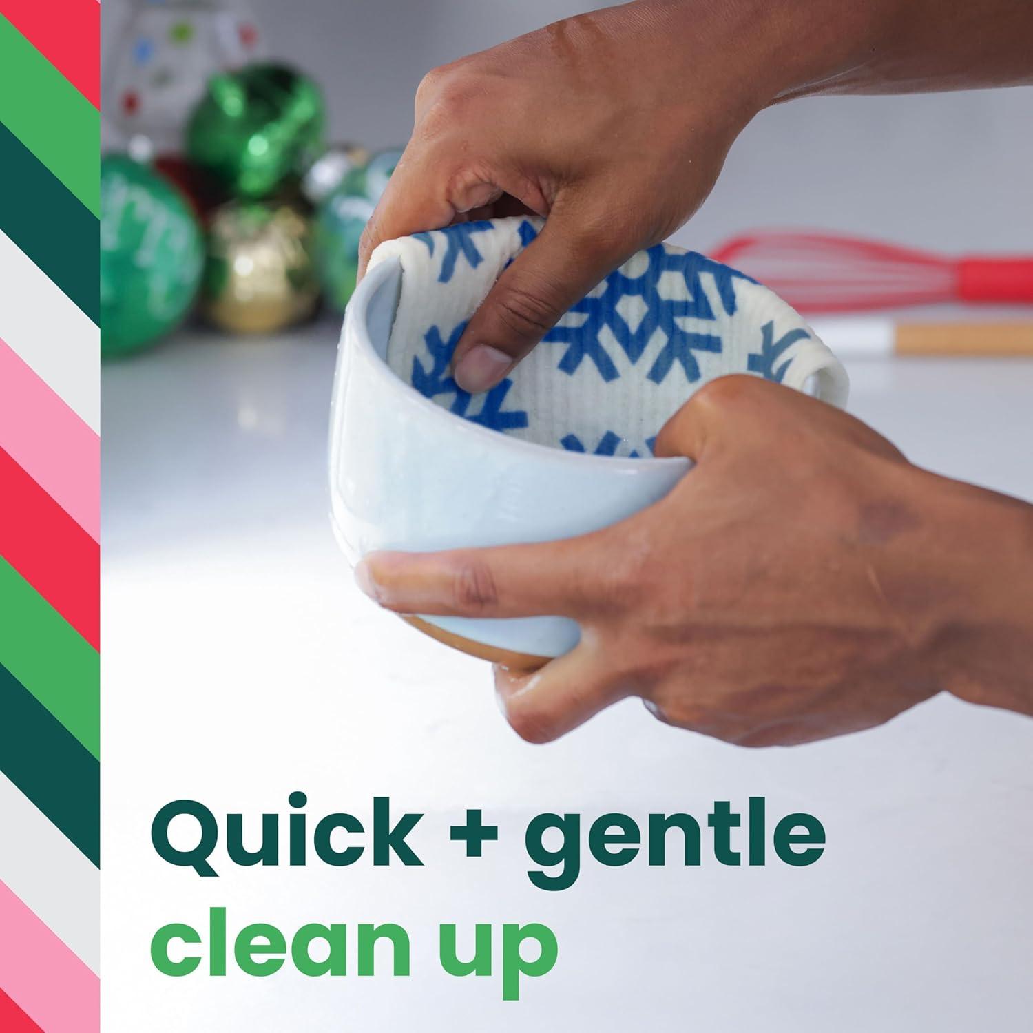 image:imageScotchBrite Seasons Clean Sponge Cloths Reusable Dish Towel That Absorbs Like a Sponge Holiday Patterned Wipes for Nonstick Cookware Tile Countertops Mirrors and Faucets 2 Dish Towels