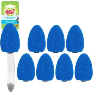 Scotch-Brite Non-Scratch Dishwand Kit, 1 Dish Wand & 7 Sponge Refills, Keep Hands Out of the Mess, Removes Stuck-on Food, Best for Nonstick Pots and Pans, Glass, & Tubs, Fits all Scotch Brite Refills(1 Count (Pack of 1))
