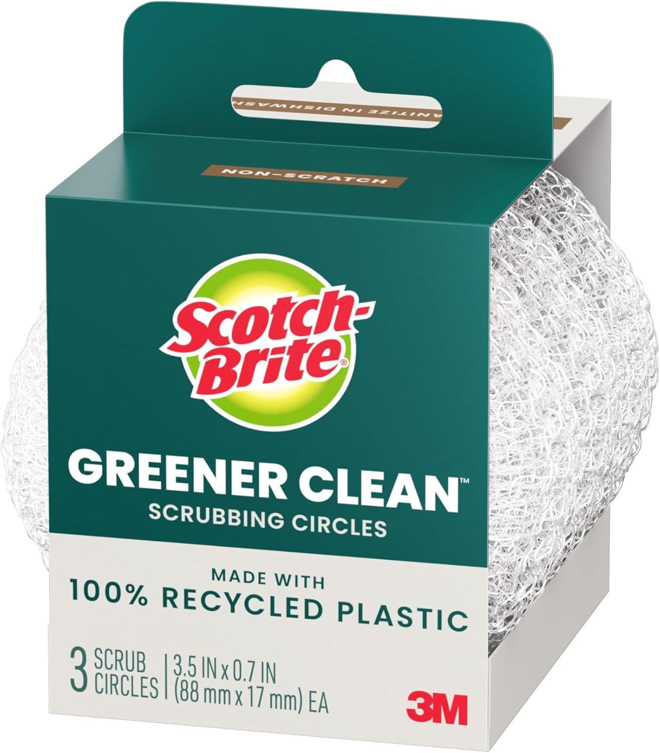 image:imageScotchBrite Greener Clean Recycled Scrubbing Circles 215GC 3 EachPack 6 Packscase 6 Packs per case3pack