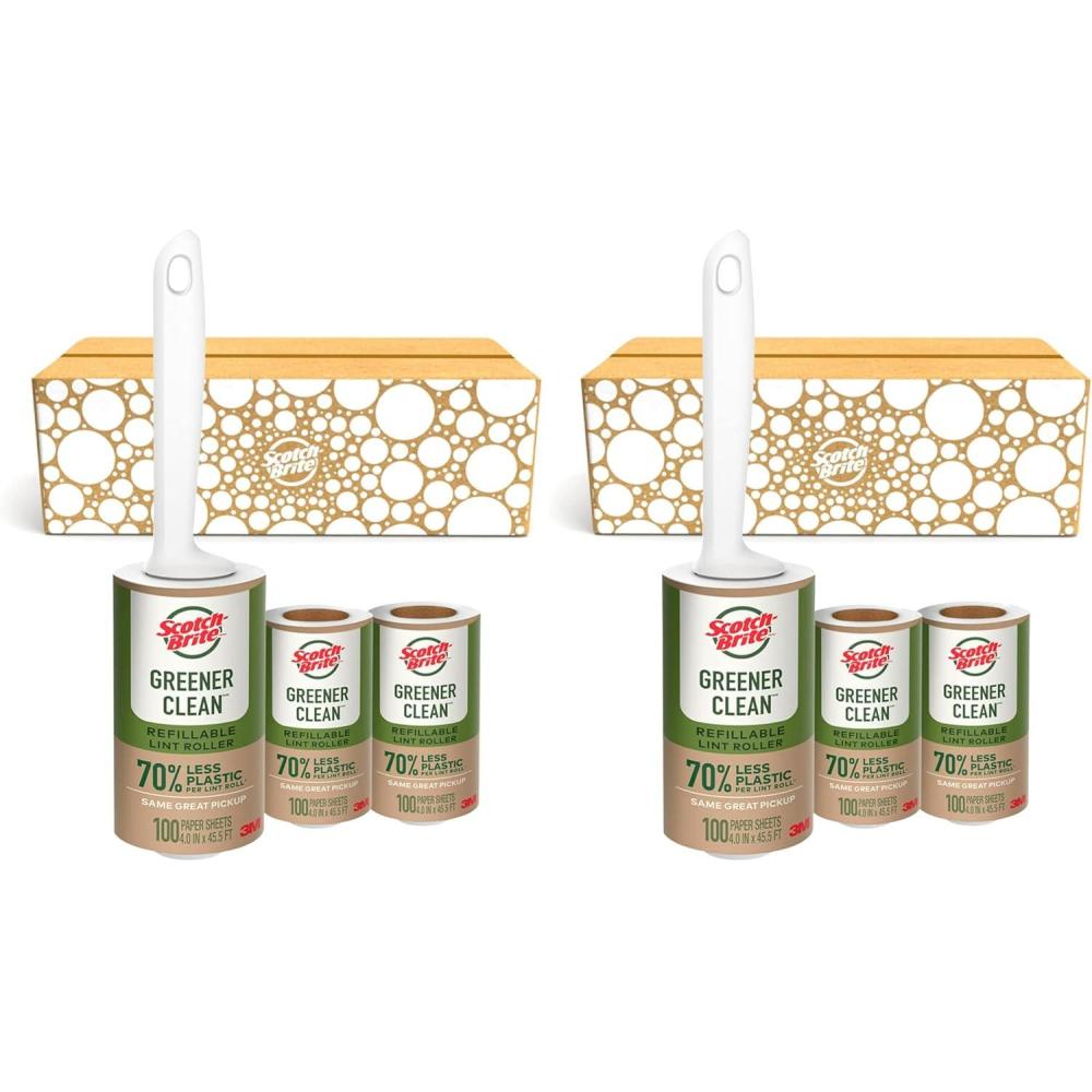 image:imageScotchBrite Greener Clean Lint Roller Reusable Lint Rollers for Clothes Furniture and Pet Hair Tidy Up Fabrics with a More Sustainable Fuzz Remover 1 Roller 2 Refills Pack of 2